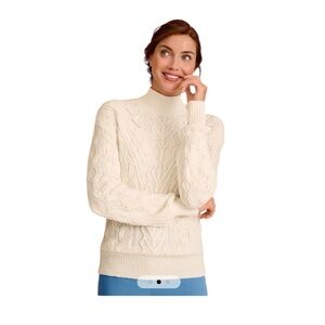 Talbots White Ivory Cream Cable Knit Mockneck Sweater Size XL